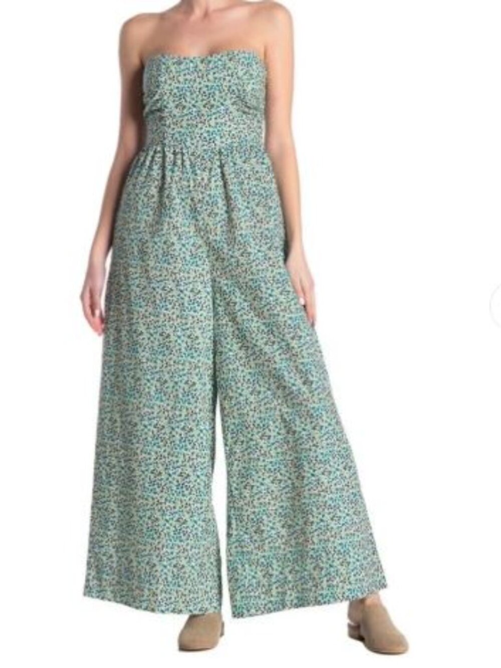 Free People Mustang Strapless Floral Wide Leg Jumpsuit Size XS
